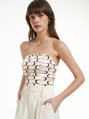 Groovy Print Structured Contour Tube Top