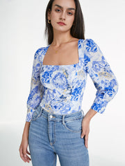 Sweat Neck Long Sleeve Cloud Rose Top