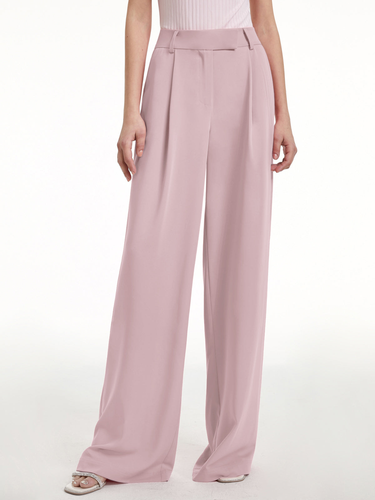 High Waisted Wide Leg Regular Fit Trousers