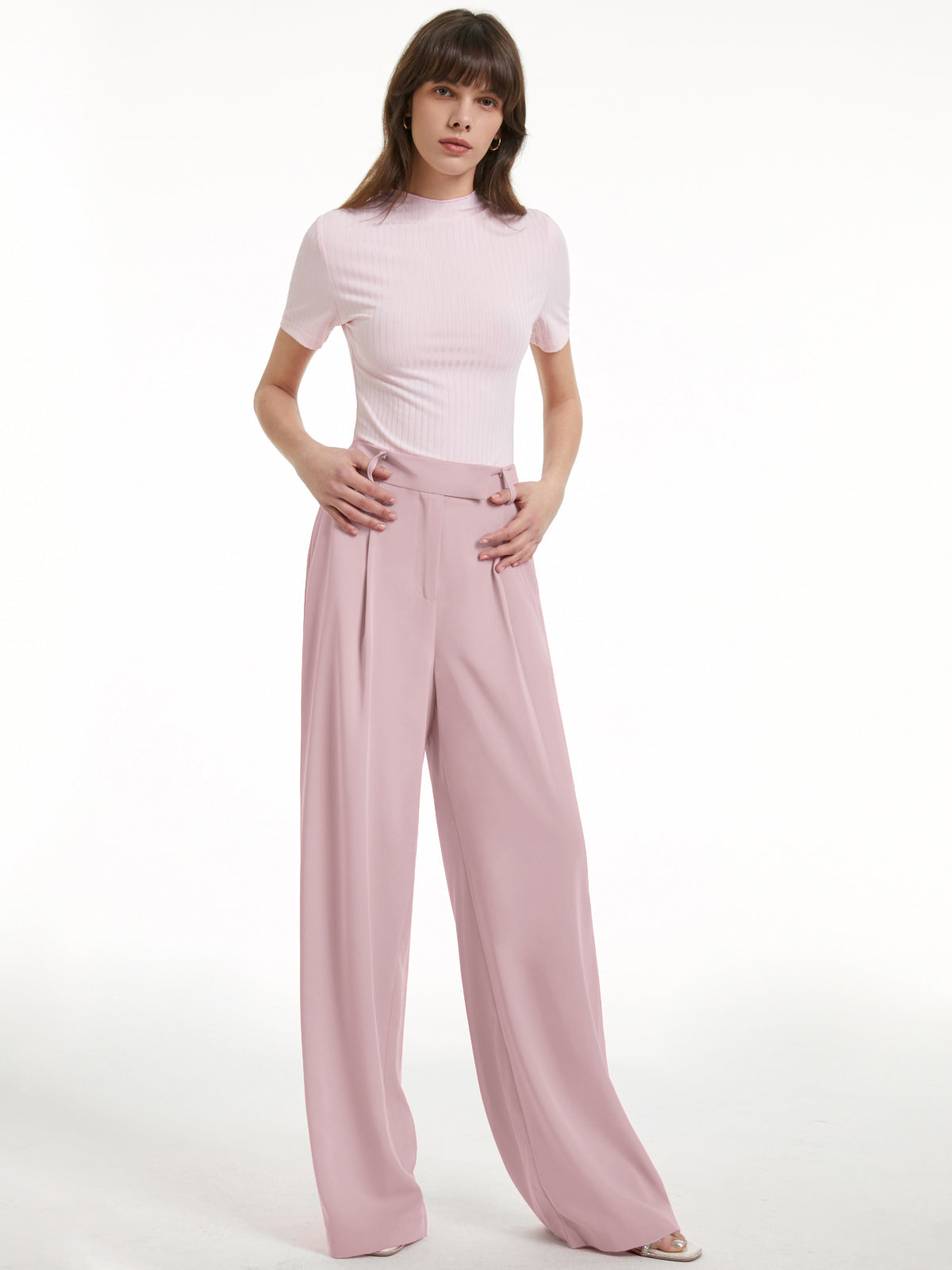 High Waisted Wide Leg Regular Fit Trousers