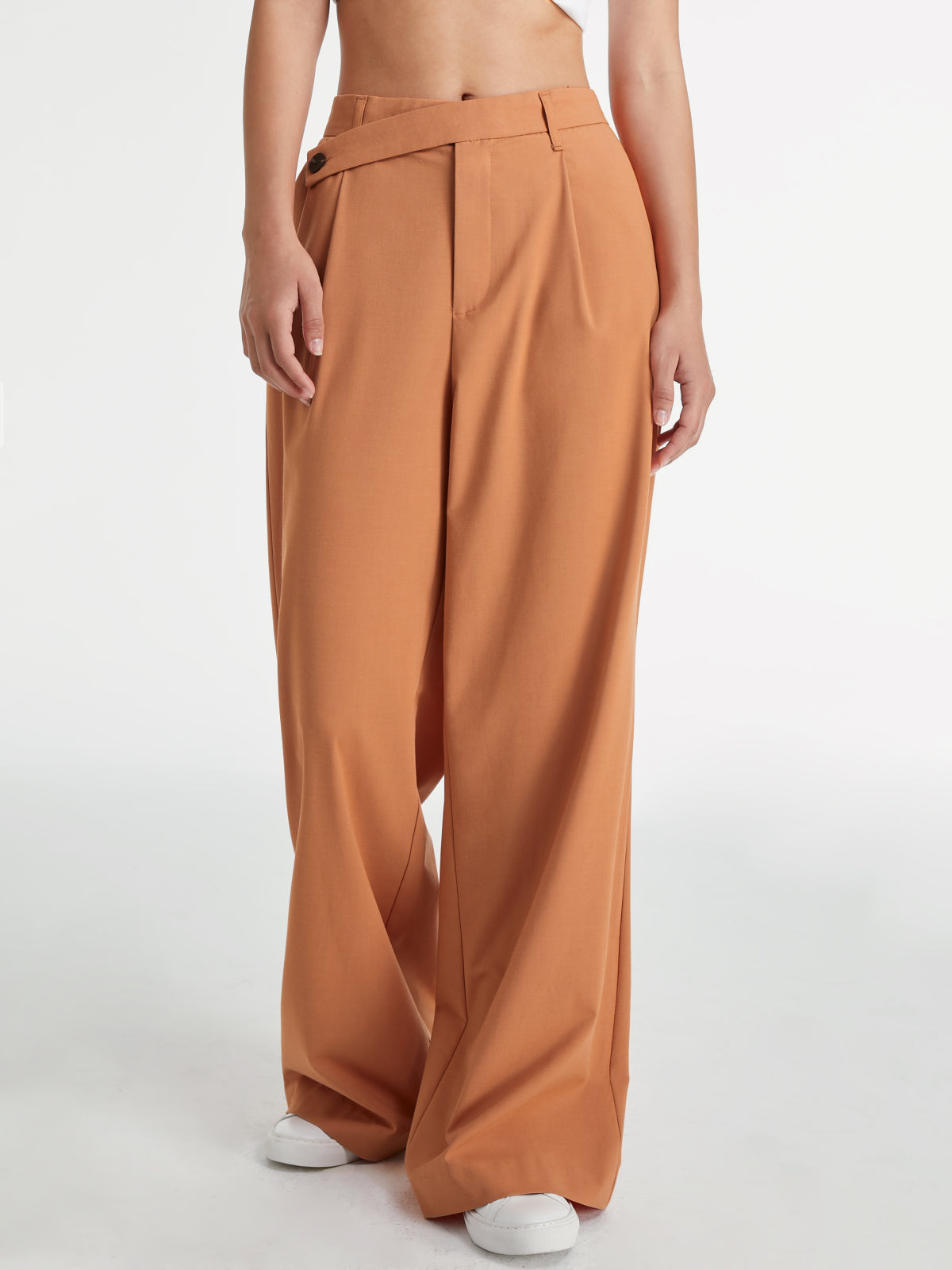 Mid Rise Solid Colored 90s Loose Fit Trousers