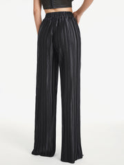 High Waisted Shimmer Pleated Palazzo Pants