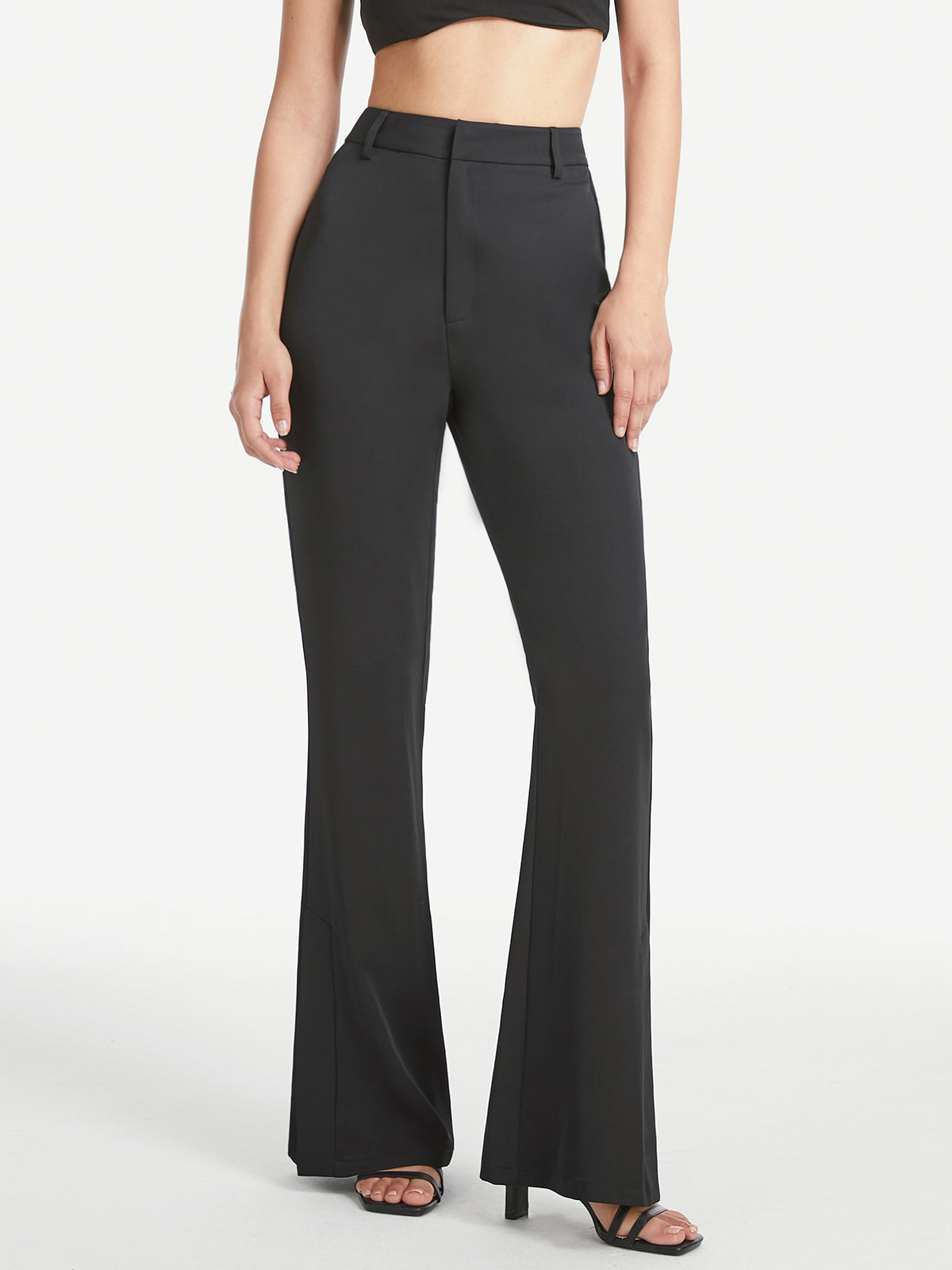 High Waisted Flare Leg Trousers