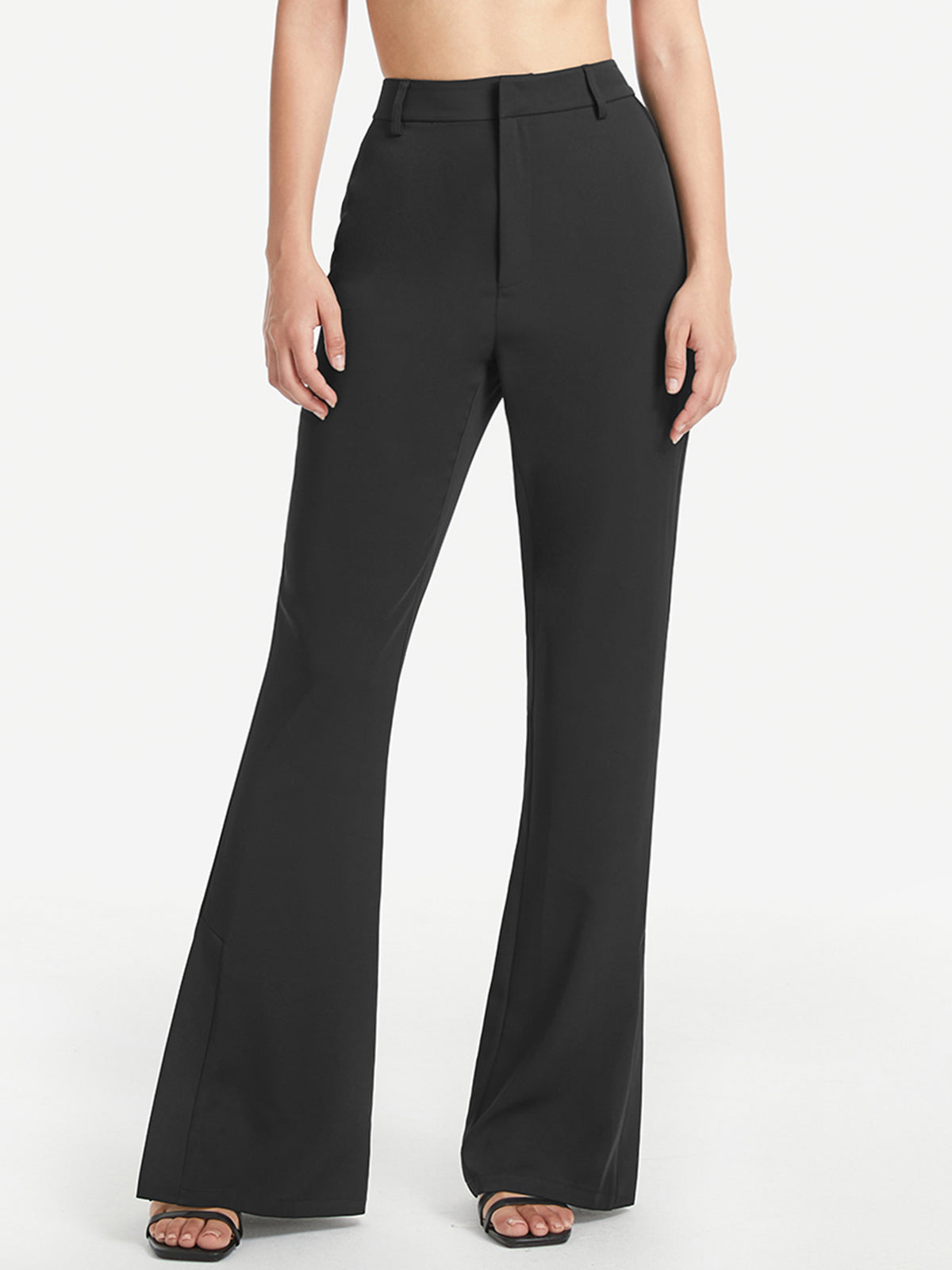 High Waisted Flare Leg Trousers