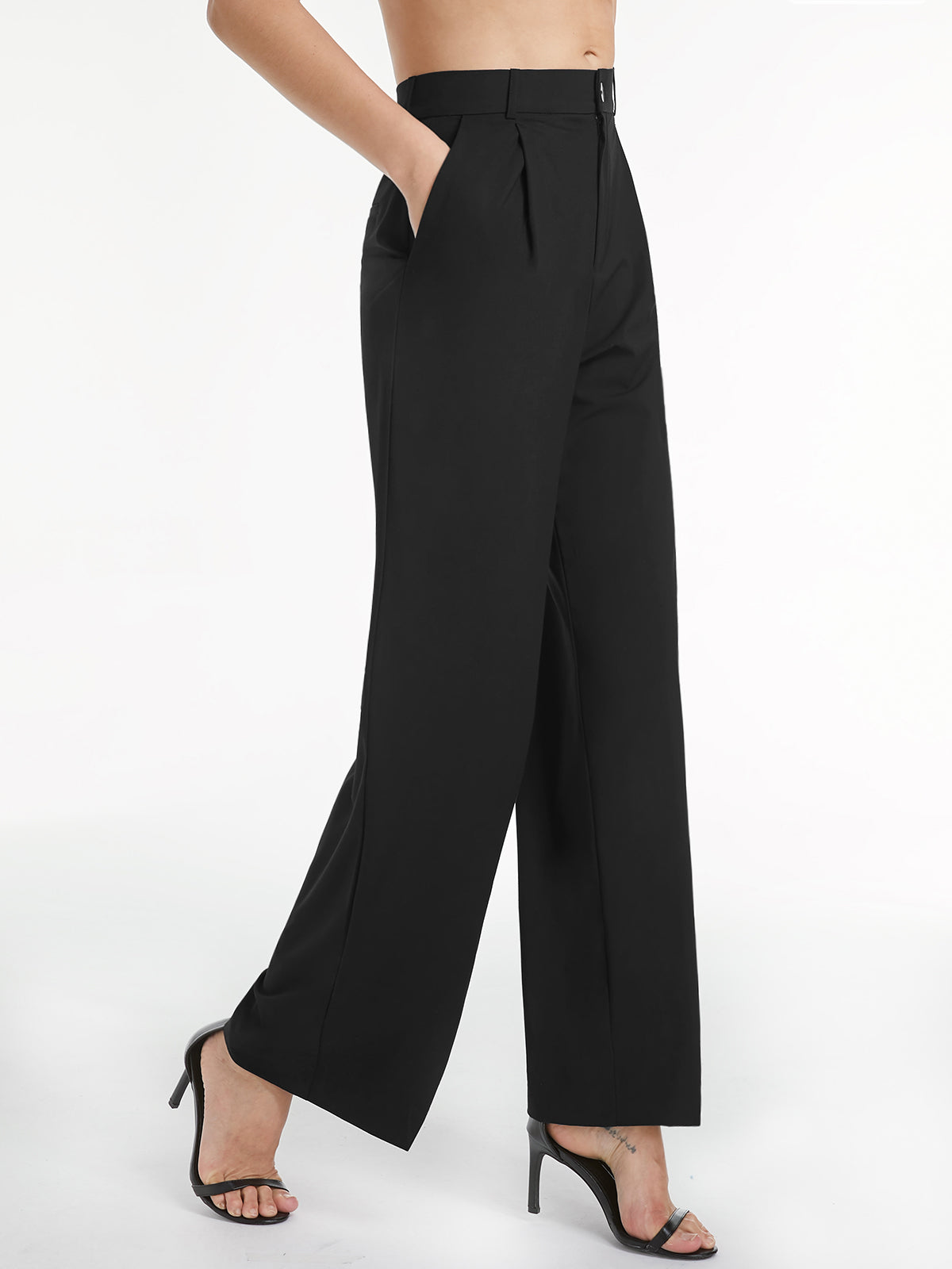 High Waisted Relaxed Straight Leg Dress Pants