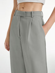 Double Pleat Front High Waisted Trousers