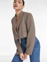 Cropped Single Button Blazer