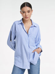 Relaxed Fit Striped Button Up Dress Shirt