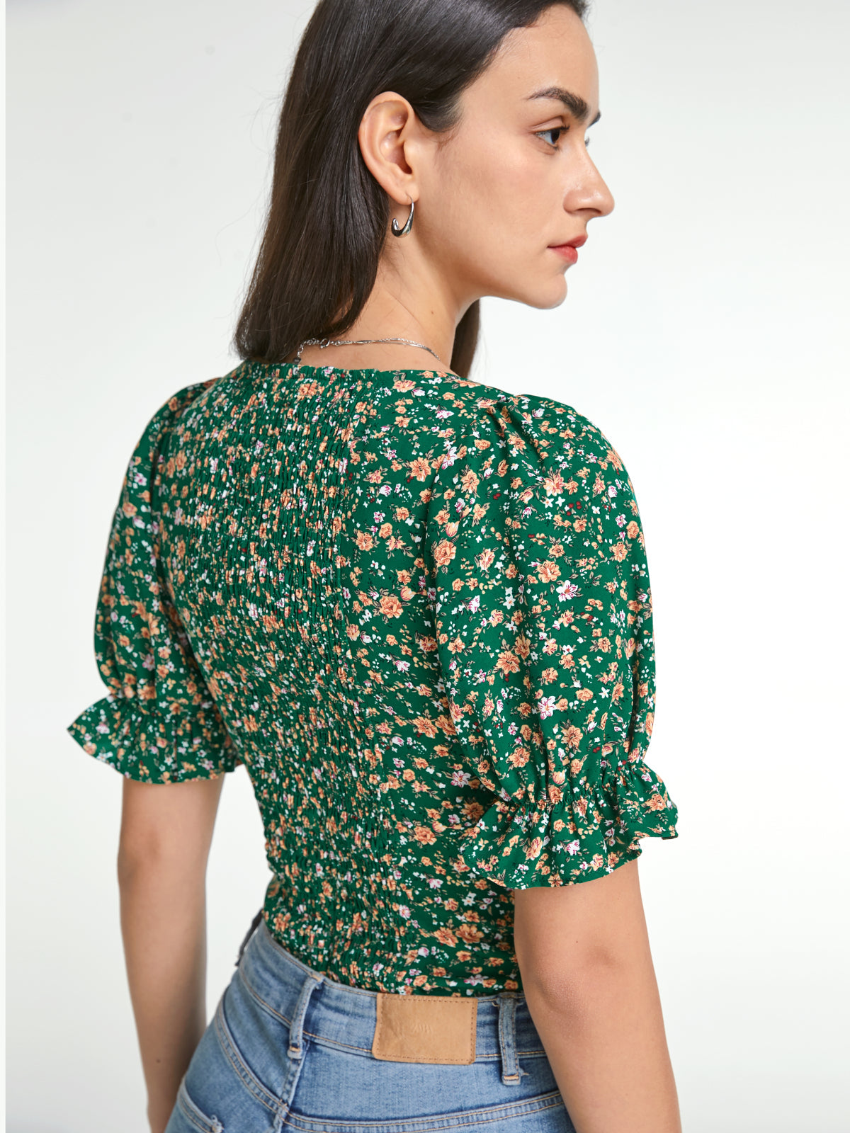 Sweetheart Short Ruffle Sleeve Garden Floral Top