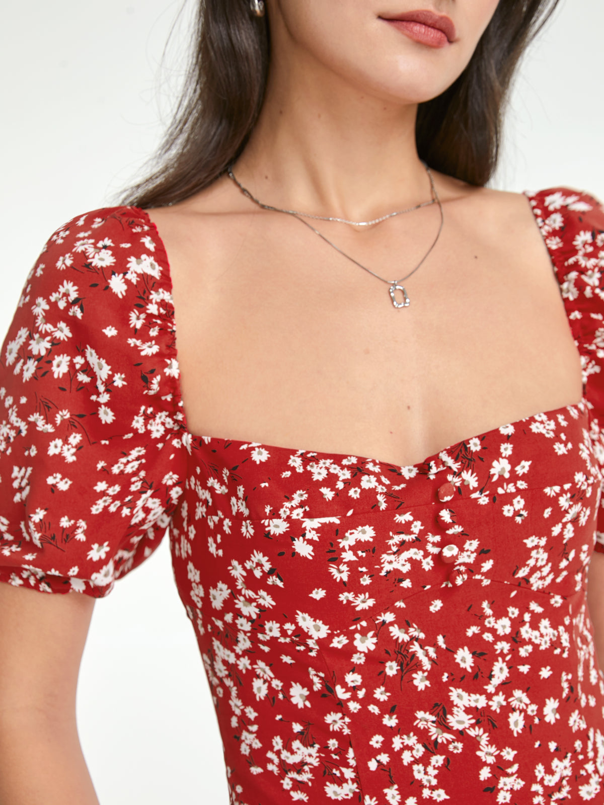 Square Neck Floral Love Short Sleeve Top