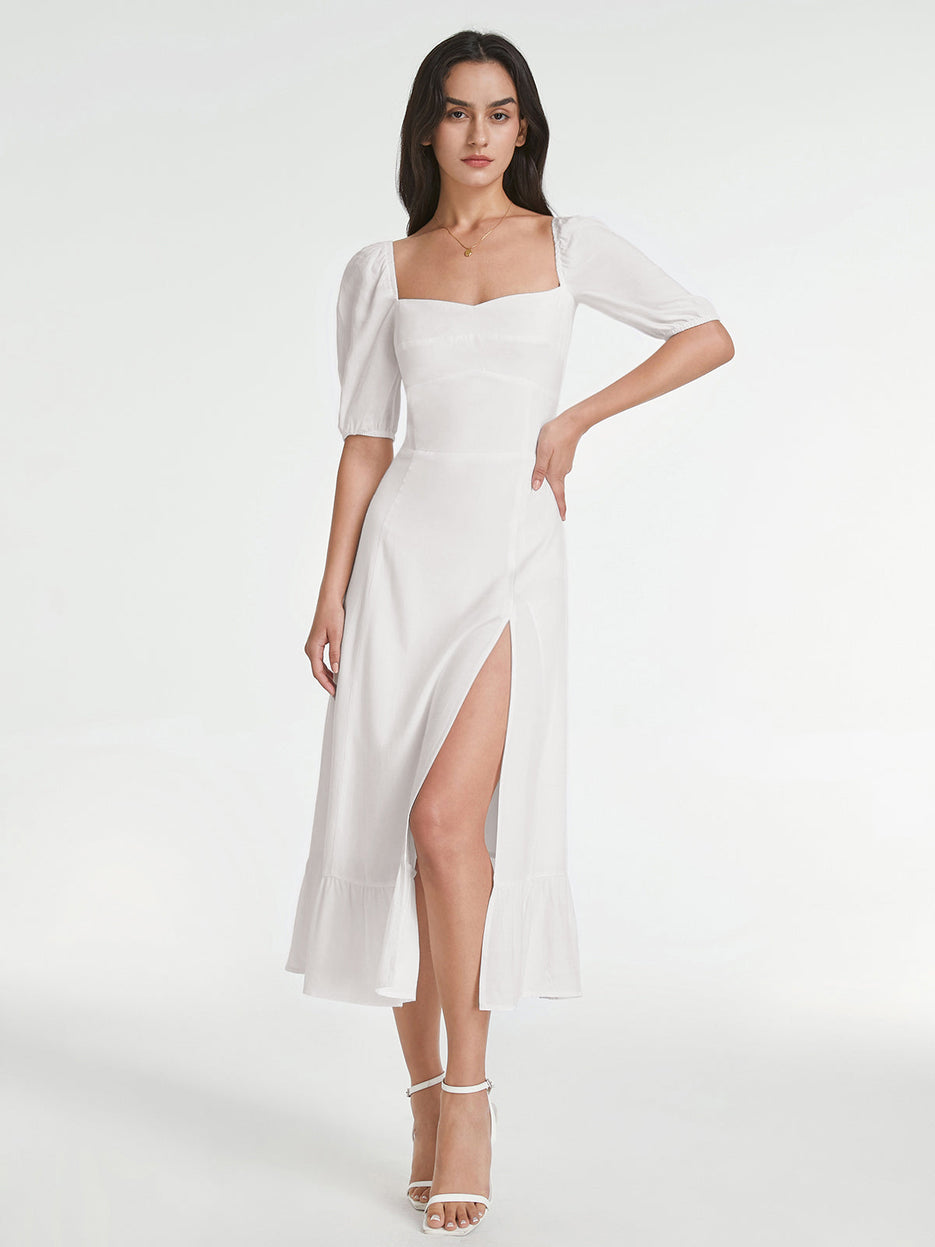 Satin Slit Skirt