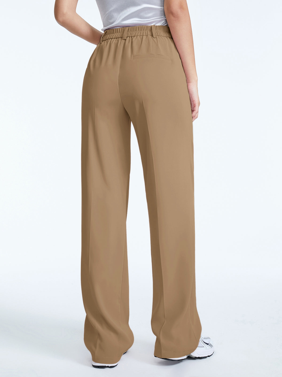 High Waisted Straight Leg Pleat Front Trousers