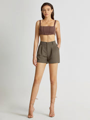 High Waisted Trouser Mini Shorts