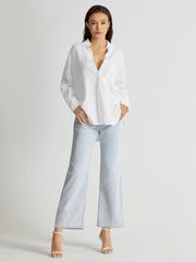 Drop Shoulder Relaxed Fit Linen Button Up Shirt