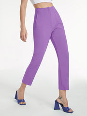 High Waisted Relaxed Fit Mauve Colored Trousers