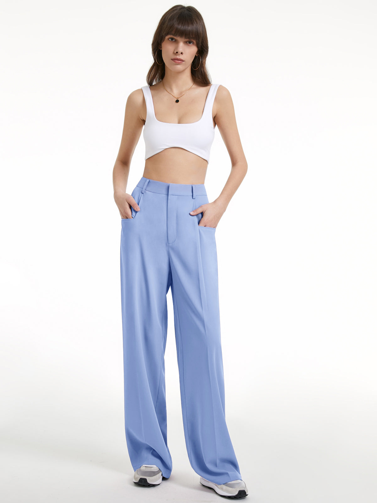 High Waisted Wide Leg Regular Fit Trousers