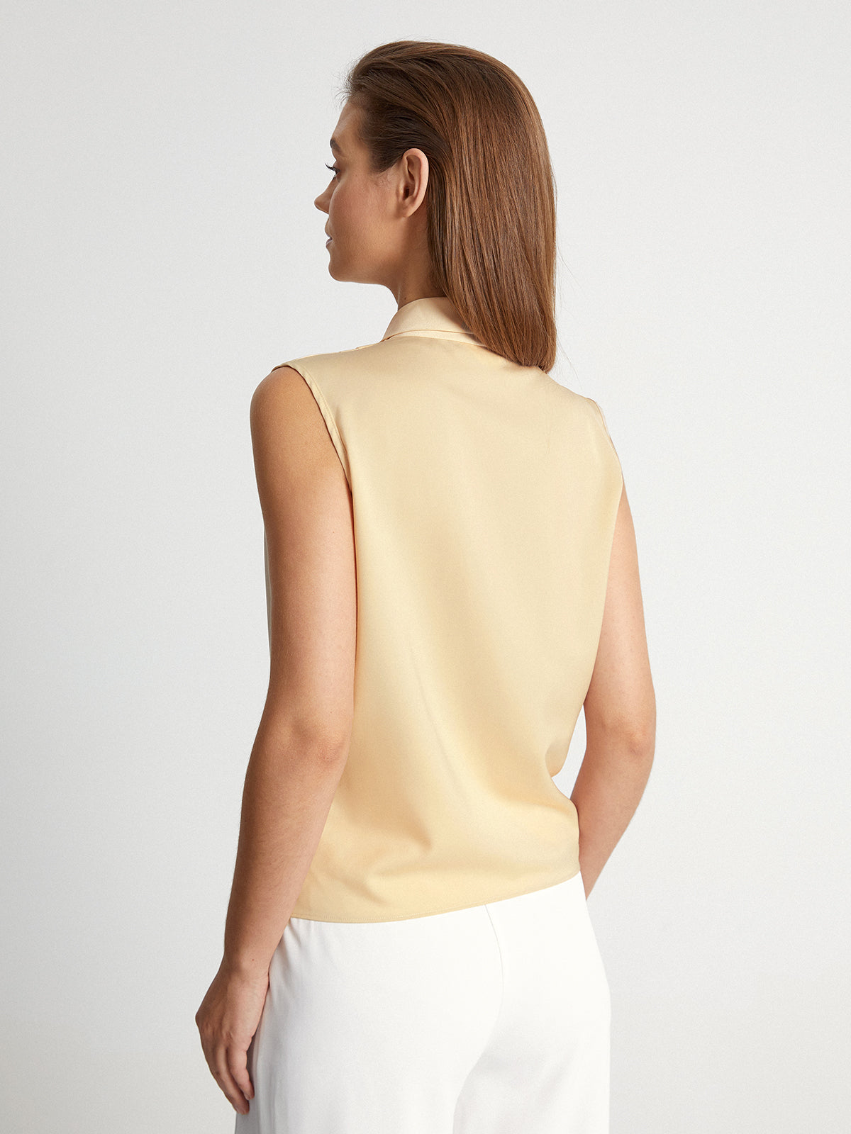 Sleeveless Shoulder Pleat Wrap Top