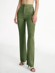 High Waisted Skinny Stretch Flare Slit Leg Pants