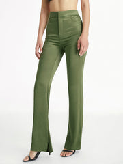 High Waisted Skinny Stretch Flare Slit Leg Pants