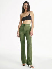 High Waisted Skinny Stretch Flare Slit Leg Pants