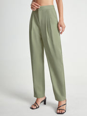 High Waisted Tapered Pleated Trouser Pants