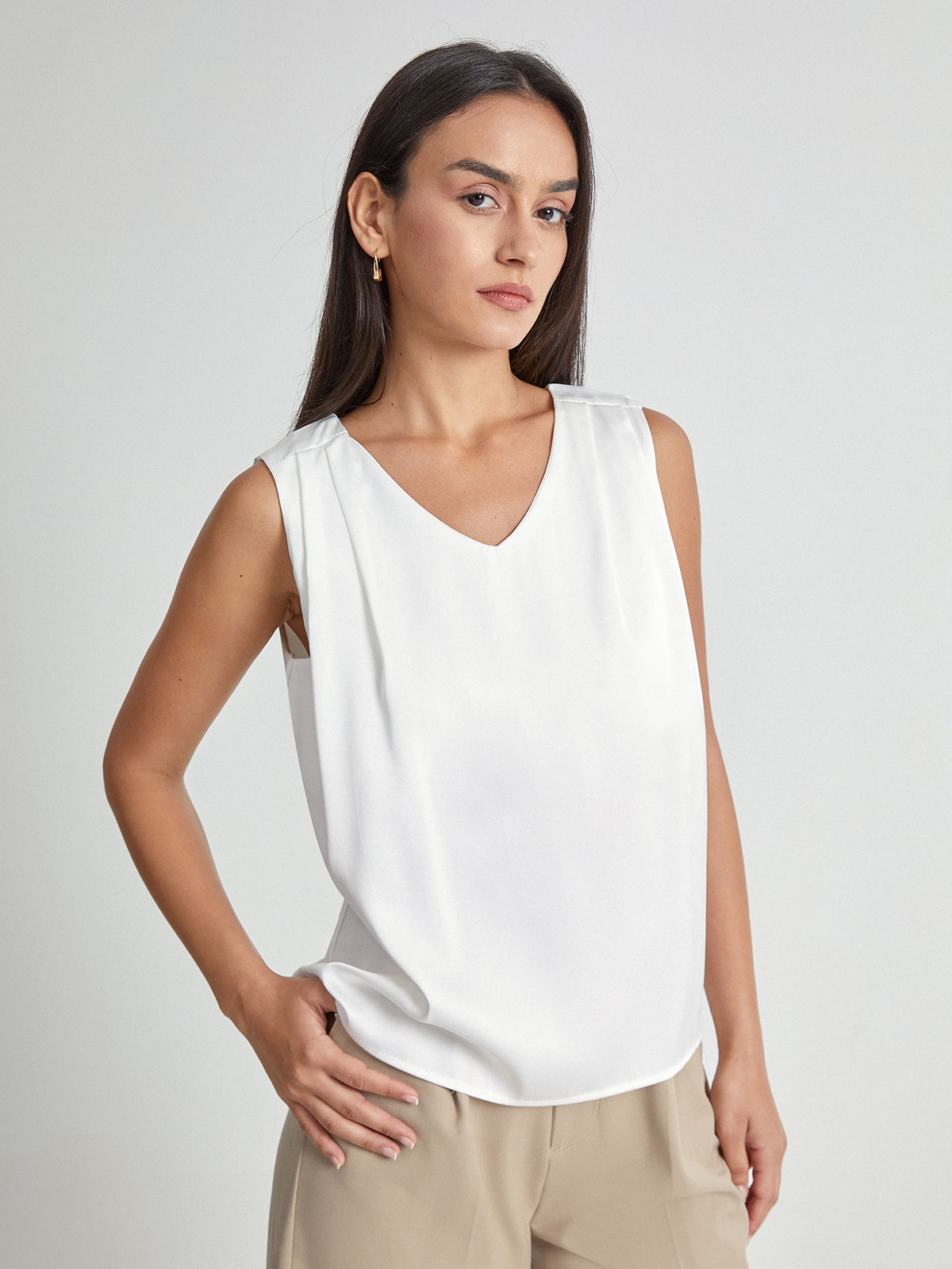 Sleeveless V-Neck Everyday Tank Shirt