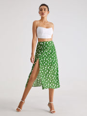 Light Petal High Waisted Midi Slit Skirt