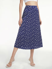 Light Petal High Waisted A-Line Midi Skirt