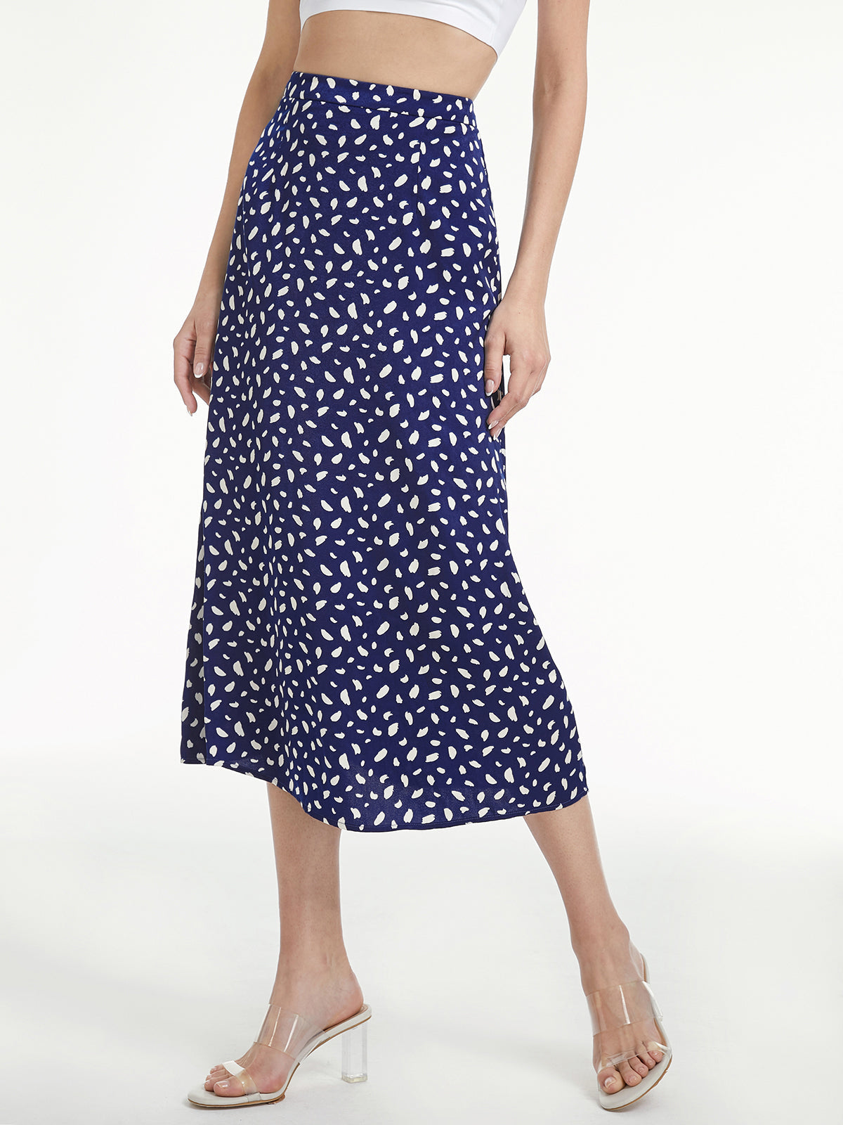 Light Petal High Waisted A-Line Midi Skirt