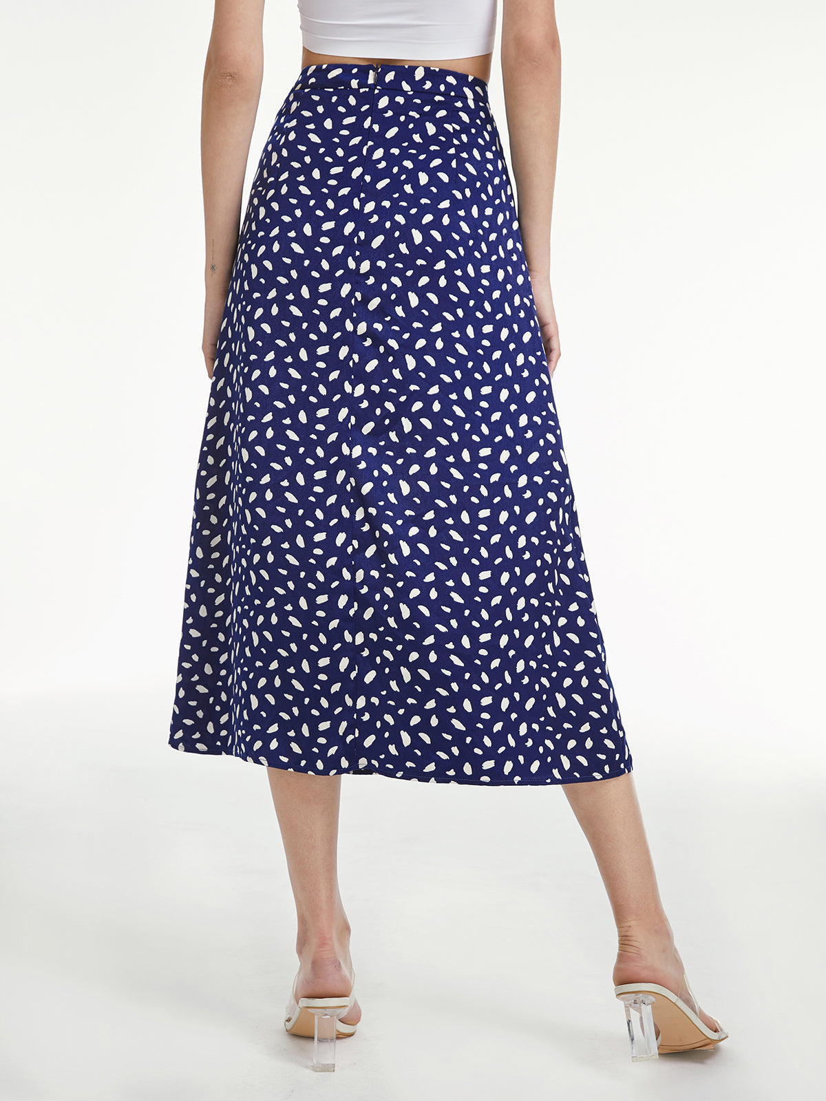 Light Petal High Waisted A-Line Midi Skirt