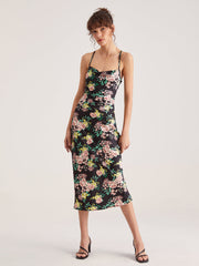 Floral Bodycon Strap Midi Dress