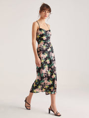 Floral Bodycon Strap Midi Dress