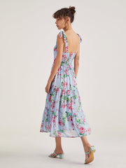 Tie Strap Tiered Floral Dress