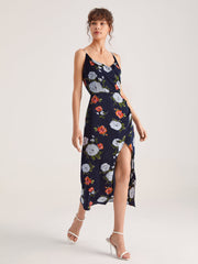 Floral Sleeveless Slit Midi Dress