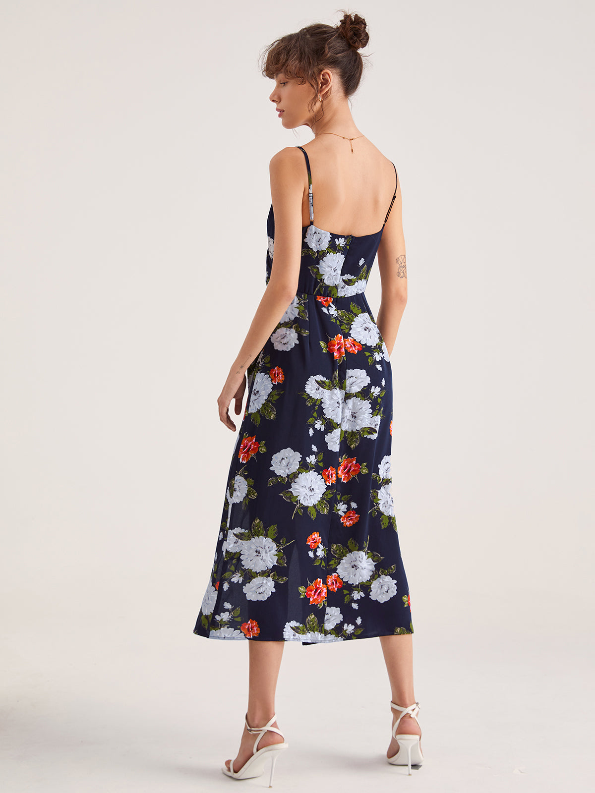 Floral Sleeveless Slit Midi Dress