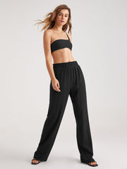 Low Rise Casual Relaxed Fit Wide Leg Trousers