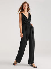 V-Neck Sleeveless Classic Leg Jumpsuit