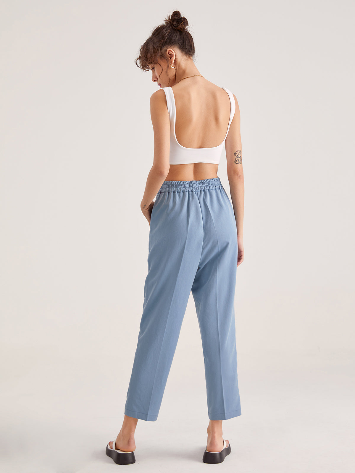 Everyday High Waisted Cropped Tapered Trousers