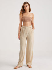Mid Rise Relaxed Fit Pleat Front Trousers