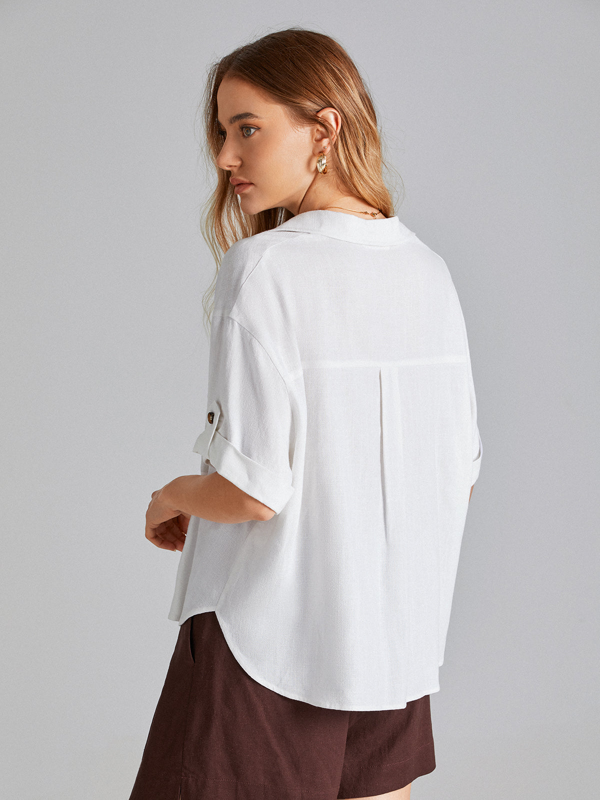 Quarter Sleeve Button Up Shirt