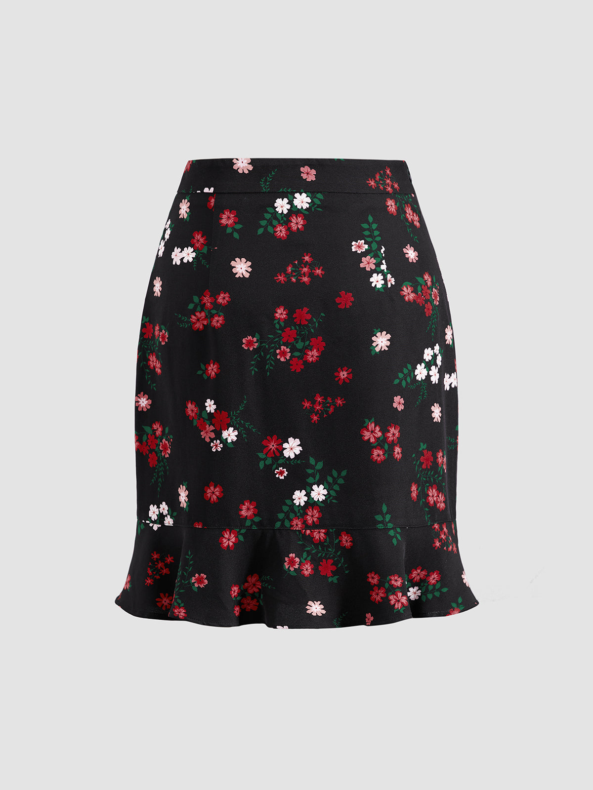 Floral Ruffle Hem Mini Skirt