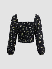 Evening Petals Square Neck Top