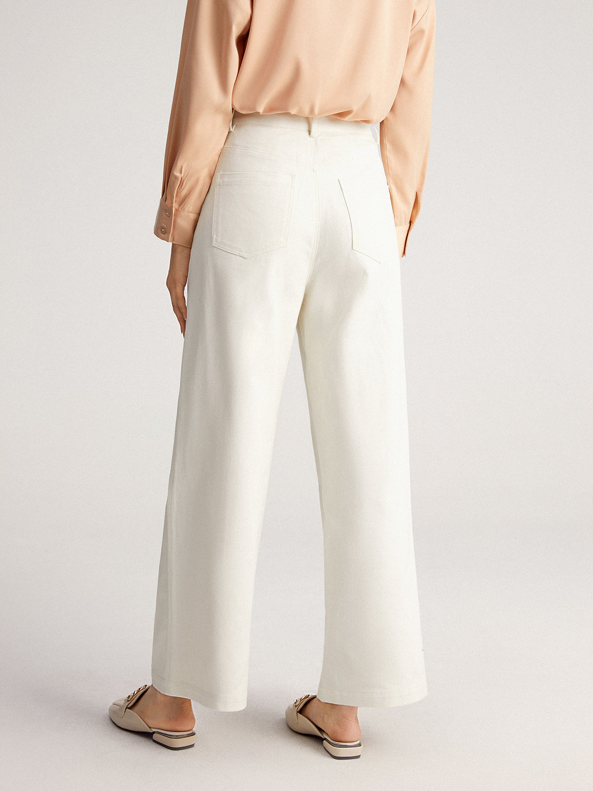 Gossamer High Waisted Wide Leg White Jeans