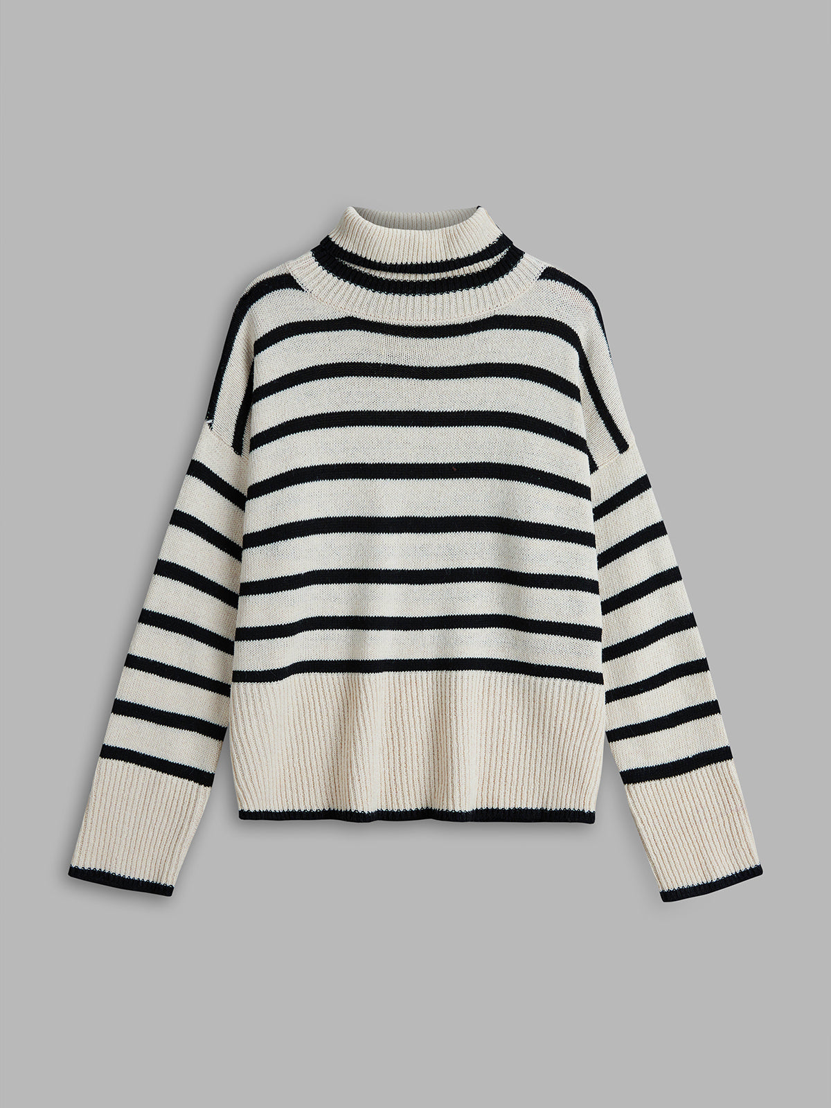 Empolean Aqua Breton Stripe Mockneck Sweater