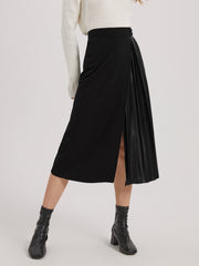 Faux Leather Slit Skirt