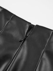 Faux Leather Drawstring Skirt