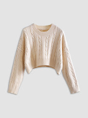 Creamy Latte Crop Pullover Sweater