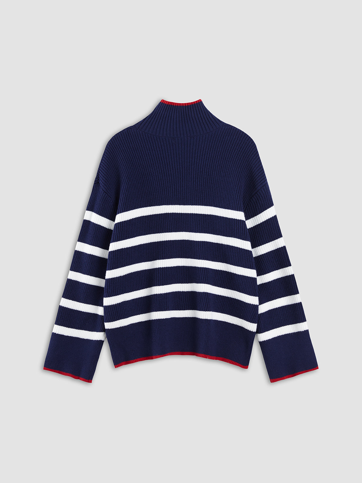 Contrast Stripe Mockneck Sweater