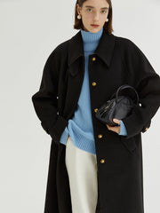 Lapel Collar Long Wool Coat