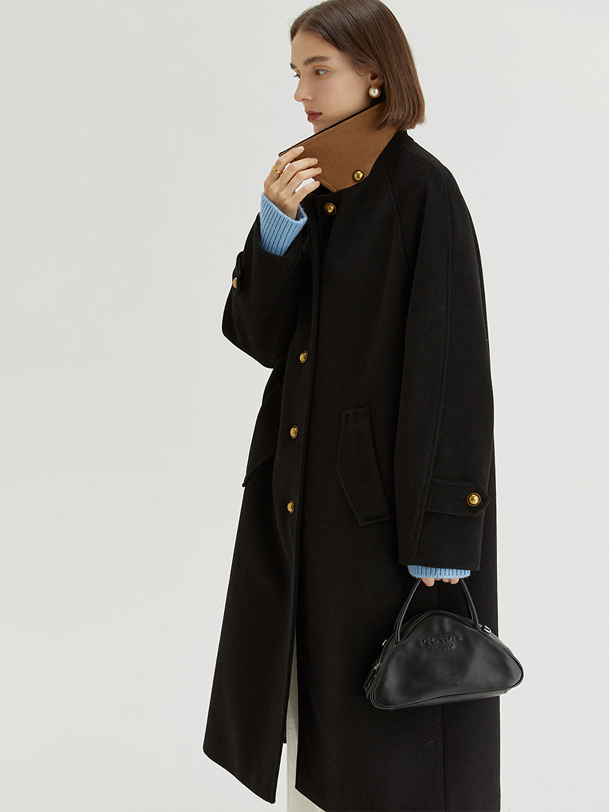 Lapel Collar Long Wool Coat